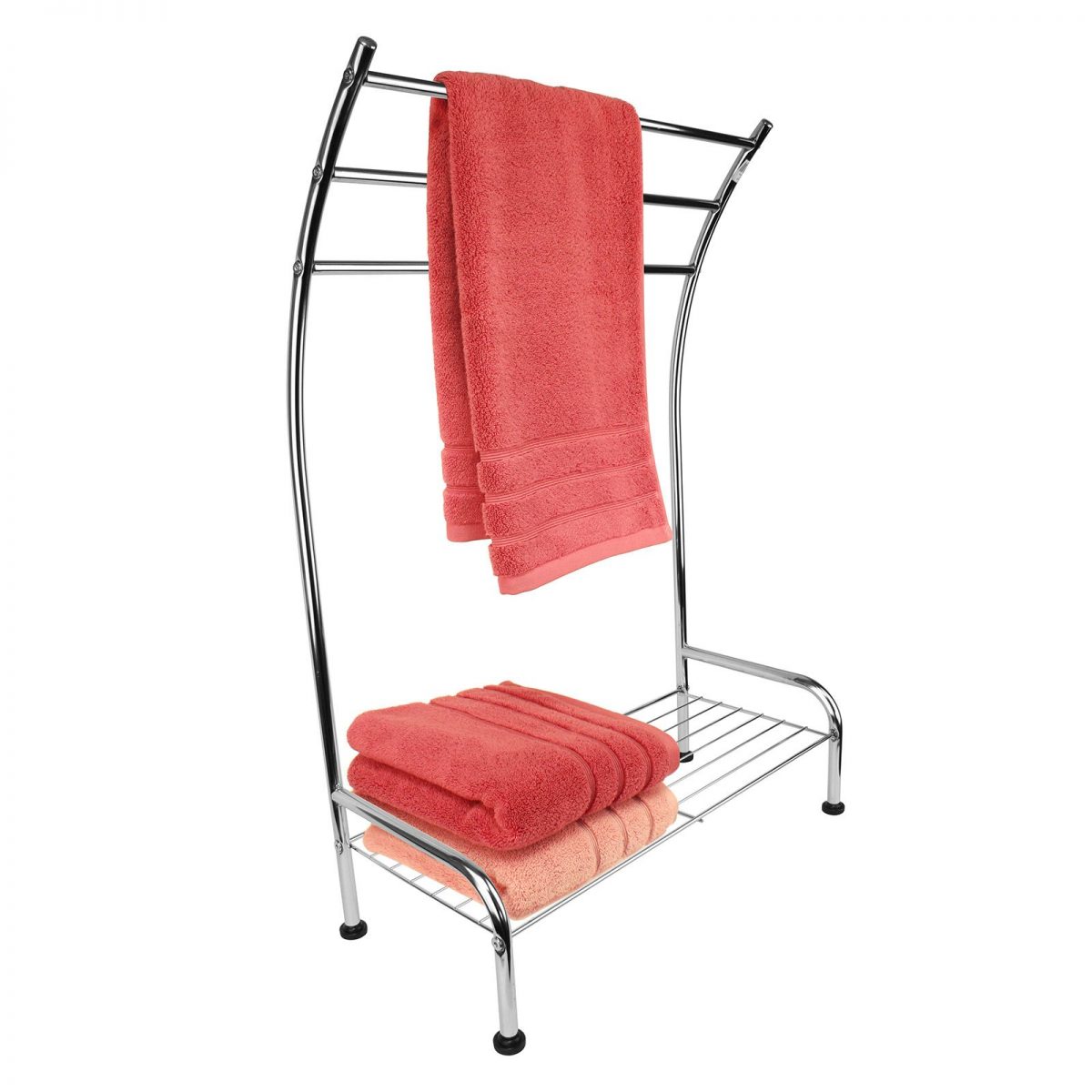 Buy Free Standing "Tilston" Chrome Towel Stand / Rack With Shelf 1 ...