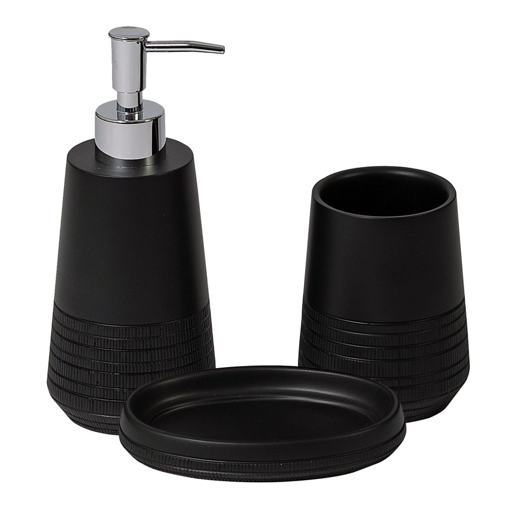 Strata Black 3 Piece Bathroom Accessory Set Back2bath 